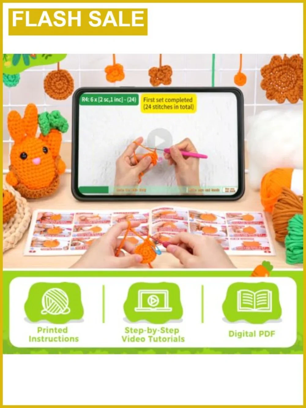 Crochet Kit for Beginners Bunny Rabbit DIY Craft Project Gift